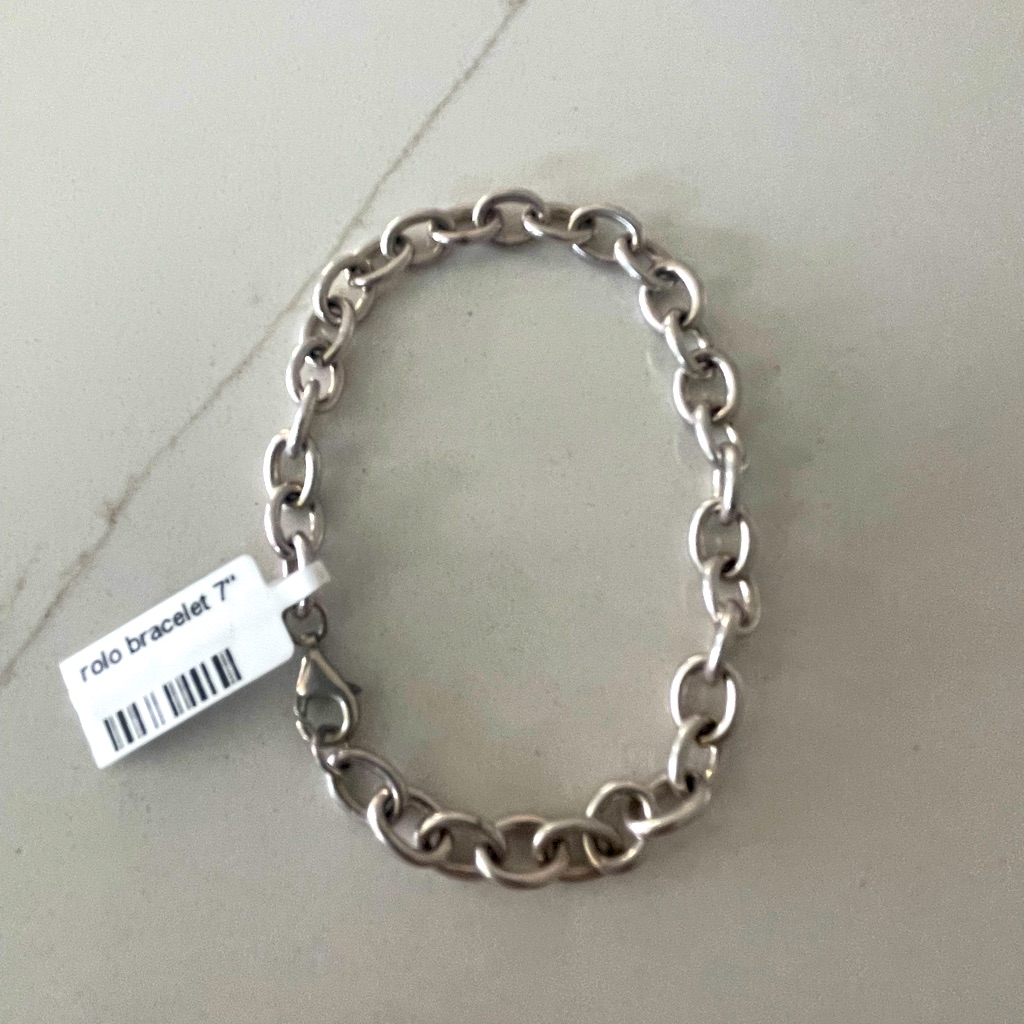 Sterling Silver 925 Solid Rolo Link Chain Bracelet 7.25”